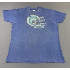 Rare Vintage 70s 80s Snap-On Tools Sun Faded Single Stitch Blue Shirt XL Promo